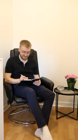 Mikael Eriksson i kundmöte på Vionovux